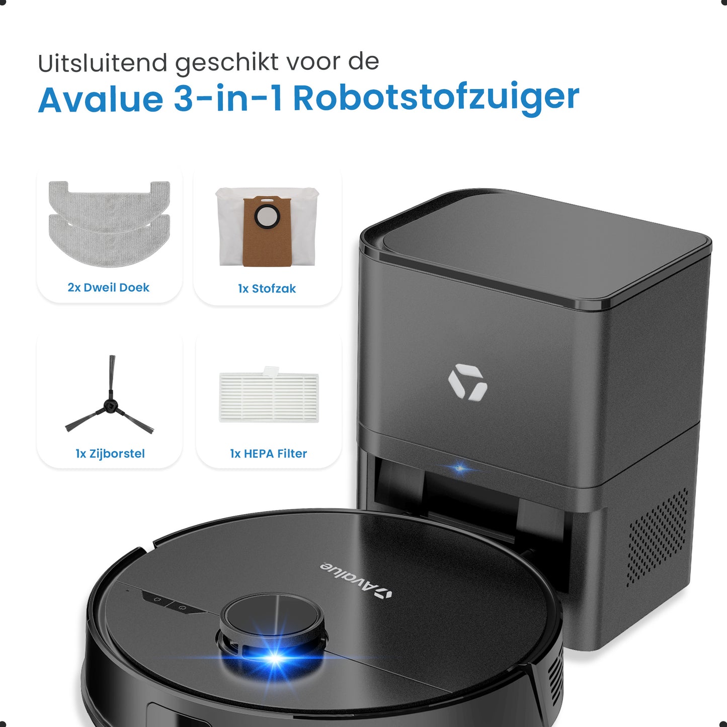 Avalue Robotstofzuiger Accessoires Kit (Filter, Borstel & Pads)