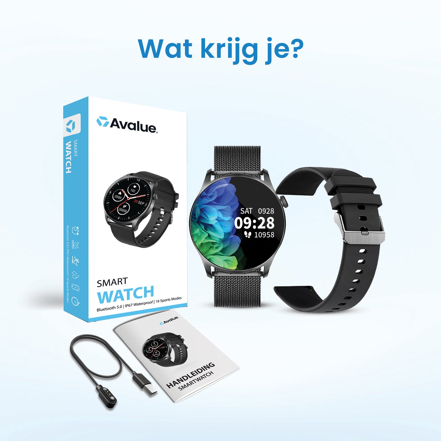 Avalue Smartwatch - Met Extra Bandje
