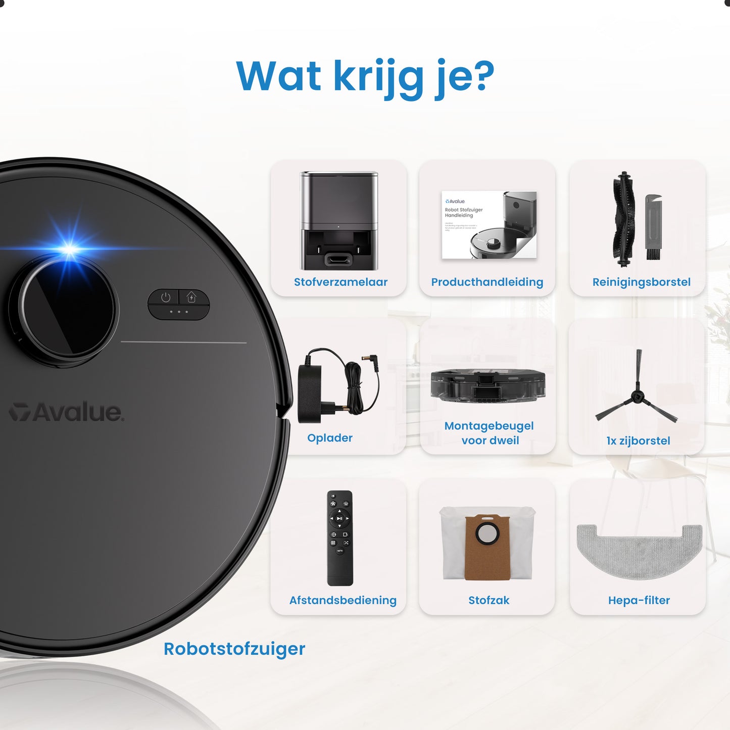 Avalue LiDAR Robotstofzuiger & Dweil