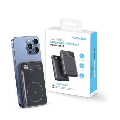 Avalue Draadloze Powerbank - 10,000 mAh Magsafe Powerbank - 20W Snellader & LED-display - Powerbank iPhone voor 12/13/14/15/16
