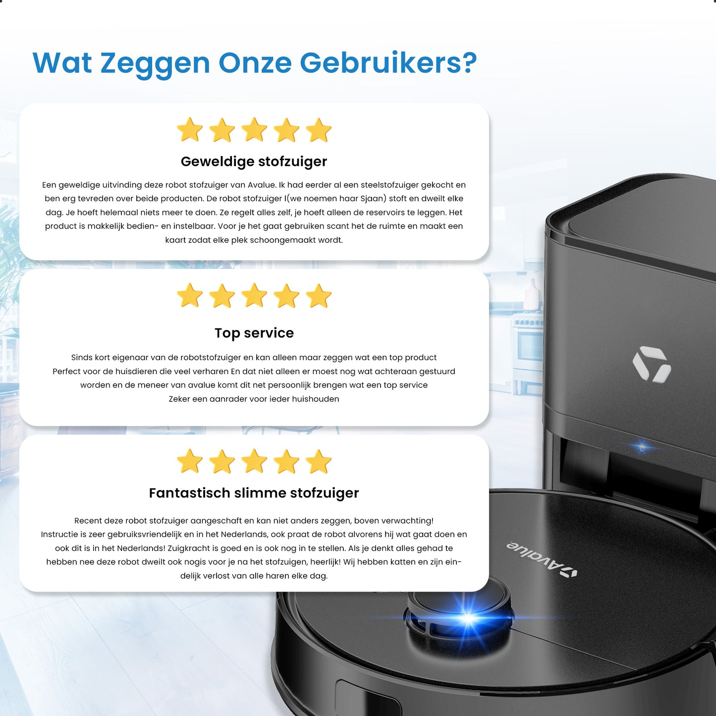 Avalue LiDAR Robotstofzuiger & Dweil