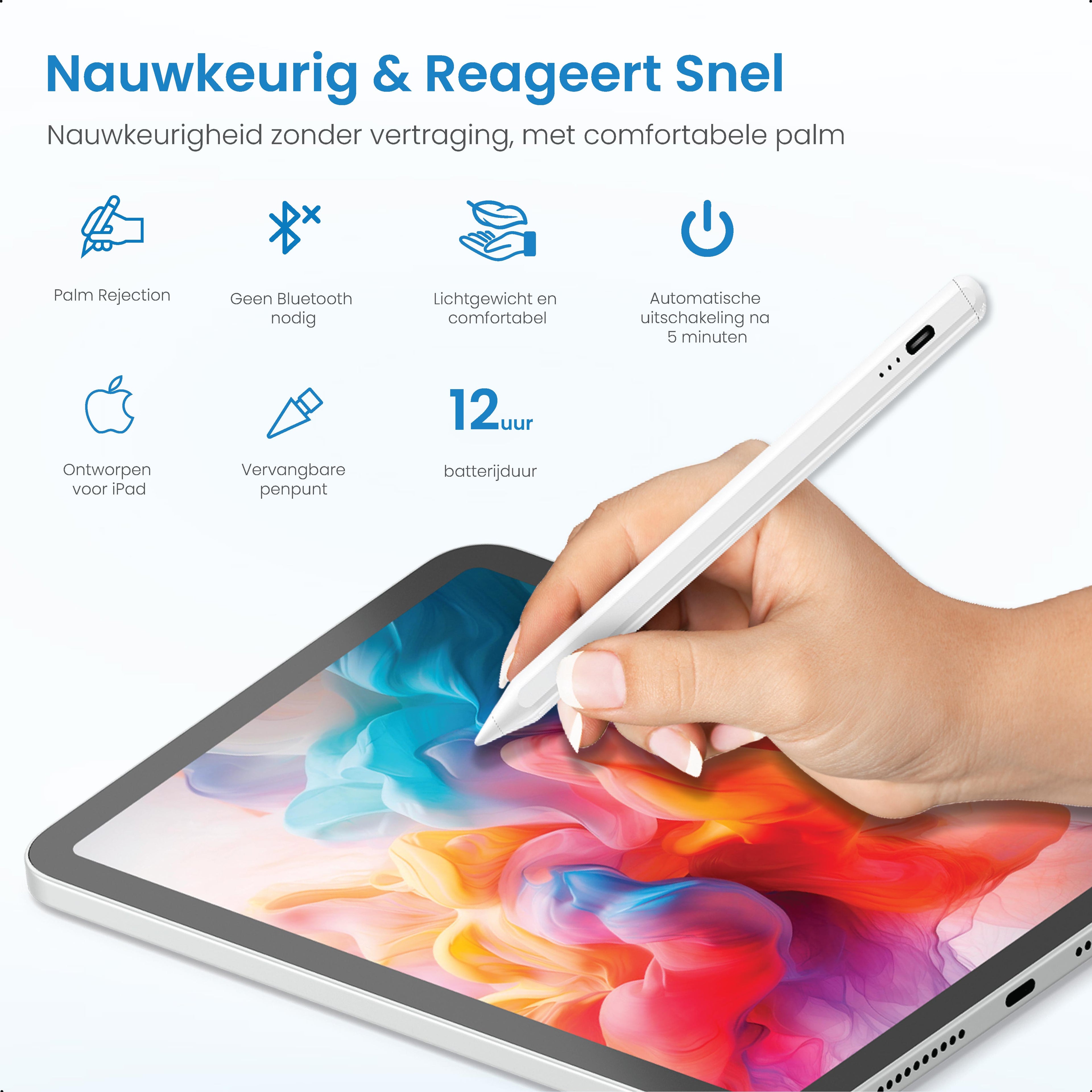 Avalue iPad Stylus Pen (2018-2025) - Wit