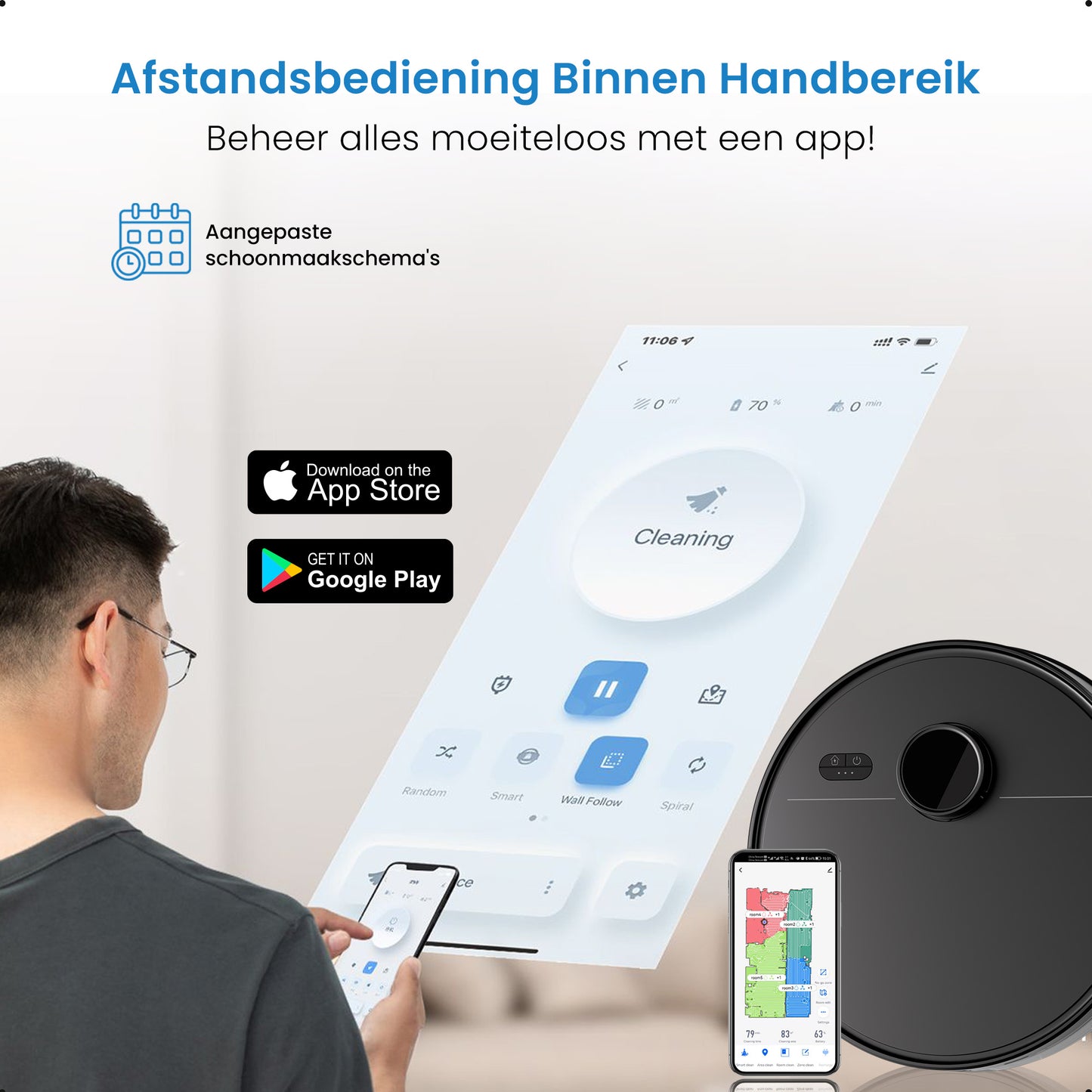 Avalue LiDAR Robotstofzuiger & Dweil