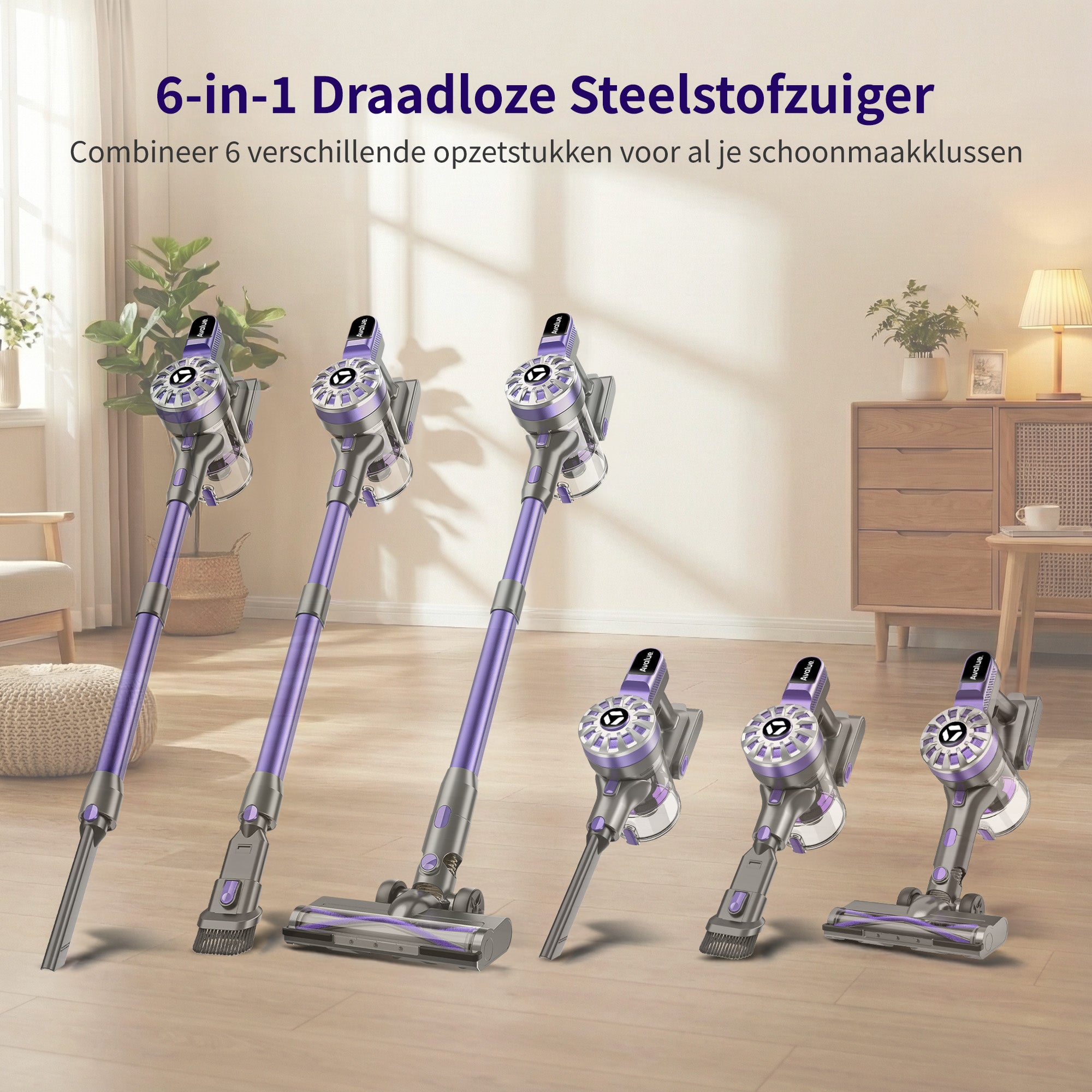Avalue 6-in-1 Draadloze Stofzuiger