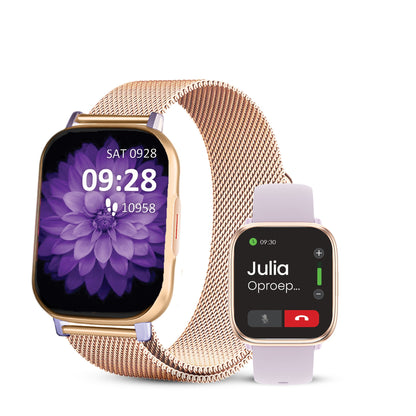 Avalue Smartwatch Dames & Heren - AMOLED Screen - AI Feature - Stappenteller - Bloeddrukmeter - Geschikt voor alle Smartphones - Paars