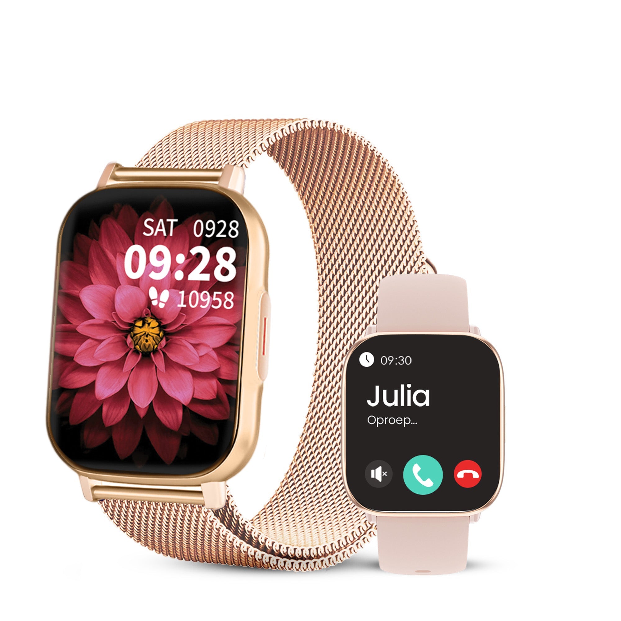 Avalue Smartwatch Dames & Heren - AMOLED Screen - AI Feature - Stappenteller - Bloeddrukmeter - Geschikt voor alle Smartphones - Roségoud
